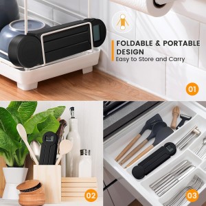 Folding Digital Kitchen Scale, Highly Accurate Compact Portable Food Scale with LCD Display, Auto Power Off and Tare Features, for Measuring Intake of Healthy Eating People (Black)