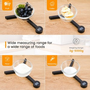 Folding Digital Kitchen Scale, Highly Accurate Compact Portable Food Scale with LCD Display, Auto Power Off and Tare Features, for Measuring Intake of Healthy Eating People (Black)