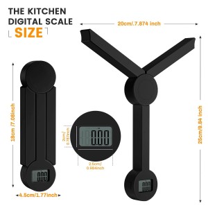 Folding Digital Kitchen Scale, Highly Accurate Compact Portable Food Scale with LCD Display, Auto Power Off and Tare Features, for Measuring Intake of Healthy Eating People (Black)