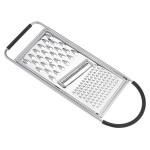 Amazon Basics Cheese Grater with Handle, Stainless Steel Zester, Easy to Clean, Dishwasher Safe, Rectangular, Non-Slip, Multifunction Tool for Kitchen Prep, Vegetables, Black