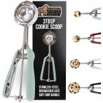 GORILLA GRIP BPA-Free 304 Stainless Steel Cookie Scoop, 3 TBSP Scooper #20, Soft Grip Handle, Easy Food Release, Create Even Portions, Multipurpose Kitchen Melon Baller, Meatball Spring Scoops, Mint