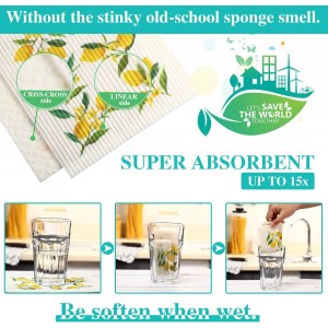 Boao Set of 6 Lemon Kitchen Dishcloths Cleaning Cloths Absorbent Cloth No Odor Reusable Dish Towel for Kitchen, Hand, Counter Wipes Practical Gifts