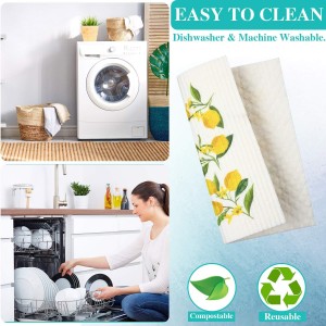 Boao Set of 6 Lemon Kitchen Dishcloths Cleaning Cloths Absorbent Cloth No Odor Reusable Dish Towel for Kitchen, Hand, Counter Wipes Practical Gifts