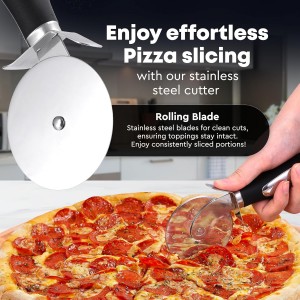 Zulay Kitchen Premium Pizza Cutter - Durable Stainless Steel Pizza Cutter Wheel - Easy-to-Clean, Easy-to-Use Pizza Slicer - Super Sharp with Non-Slip Handle - Dishwasher Safe Pizza Wheel (Black)