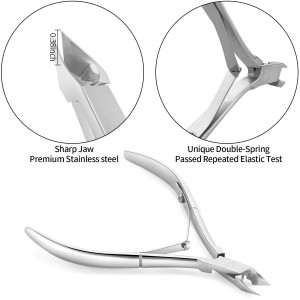 YINYIN Cuticle Trimmer with Cuticle Pusher and Cutter, Professional Stainless Steel Nippers, Cutter Clippers, Cuticle Remover, Pedicure Manicure Tools for Fingernails and Toenails, Sliver