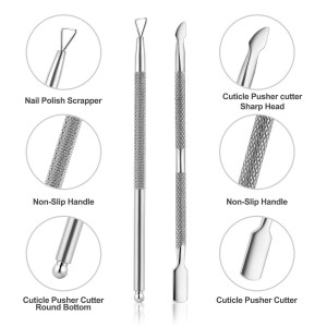 YINYIN Cuticle Trimmer with Cuticle Pusher and Cutter, Professional Stainless Steel Nippers, Cutter Clippers, Cuticle Remover, Pedicure Manicure Tools for Fingernails and Toenails, Sliver