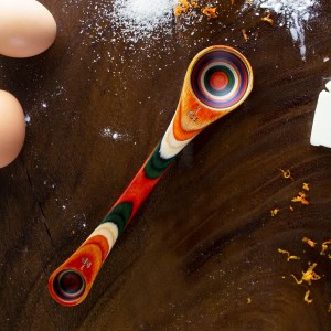 Totally Bamboo Baltique Marrakesh Collection 2 in 1 Wooden Measuring Spoon with Tablespoon and Teaspoon Measurements