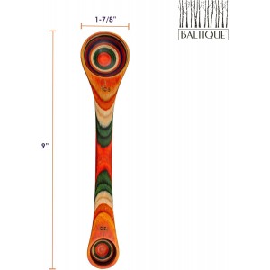 Totally Bamboo Baltique Marrakesh Collection 2 in 1 Wooden Measuring Spoon with Tablespoon and Teaspoon Measurements