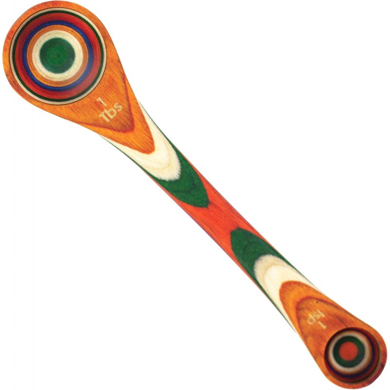 Totally Bamboo Baltique Marrakesh Collection 2 in 1 Wooden Measuring Spoon with Tablespoon and Teaspoon Measurements
