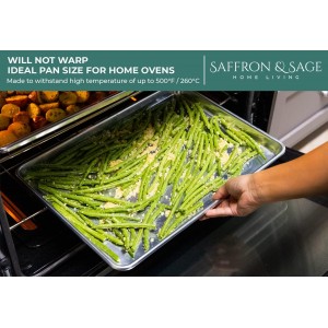 Commercial Quality Cookie Sheet and Rack - Aluminum Half Sheet Baking Pan and Stainless Steel Cooling Rack Set 13x18 Rust & Warp Resistant, Heavy Duty