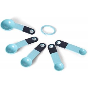 Measuring Spoons, Set Of 5, Aqua Sky