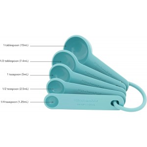 Measuring Spoons, Set Of 5, Aqua Sky