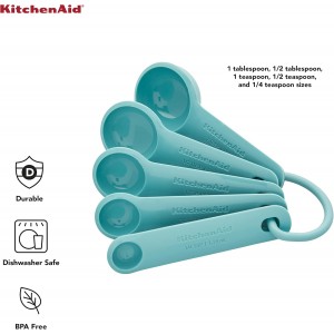 Measuring Spoons, Set Of 5, Aqua Sky