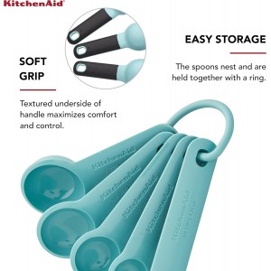 Measuring Spoons, Set Of 5, Aqua Sky