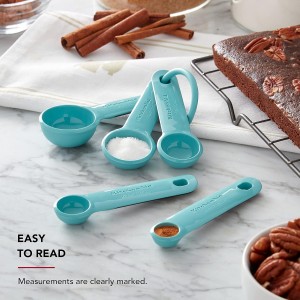 Measuring Spoons, Set Of 5, Aqua Sky