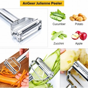 Julienne Peeler, Stainless Steel Vegetable Peeler, Double-Sided Blade Vegetable Julienne Cutter and Fruit Slicer, Dual Blade Multifunction Potato Peeler