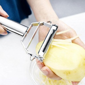 Julienne Peeler, Stainless Steel Vegetable Peeler, Double-Sided Blade Vegetable Julienne Cutter and Fruit Slicer, Dual Blade Multifunction Potato Peeler