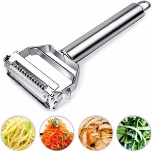 Julienne Peeler, Stainless Steel Vegetable Peeler, Double-Sided Blade Vegetable Julienne Cutter and Fruit Slicer, Dual Blade Multifunction Potato Peeler