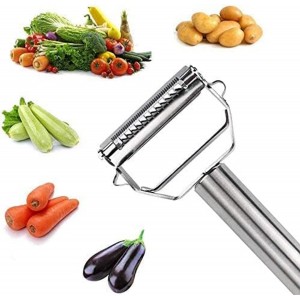 Julienne Peeler, Stainless Steel Vegetable Peeler, Double-Sided Blade Vegetable Julienne Cutter and Fruit Slicer, Dual Blade Multifunction Potato Peeler
