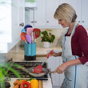 Silicone Cooking Utensil Set, Fungun Non-stick Kitchen Utensil 24 Pcs Cooking Utensils Set, Heat Resistant Cookware, Silicone Kitchen Tools Gift with Stainless Steel Handle (Colorful-24pcs)