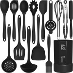AOTHOD Silicone Cooking Utensils Set - 446°F Heat Resistant Kitchen Utensils,Turner Tongs,Spatula,Spoon,Brush,Whisk,Kitchen Utensil Gadgets Tools Set for Nonstick Cookware,Dishwasher Safe (BPA Free)