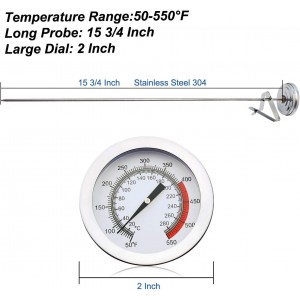 Efeng 15“ turkey fryer thermometer with pot clip (2 Pack), 2