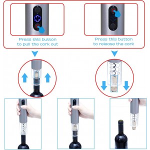 Electric Wine Bottle Opener Automatic Wine Opener Rechargeable Electric Corkscrew with Wine Aerator,Foil Cutter,Wine Stopper,USB-C Charge Cable, Wine Gifts For Women Wine Lovers(Silver)