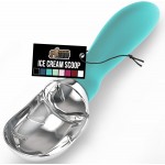 GORILLA GRIP BPA-Free Heavy Duty Ice Cream Scoop, Comfortable Ergonomic Handle, Professional Grade Scooper, Perfect Round Scoops, Spoon Frozen Hard Gelato Sorbet Cookie Dough, Kitchen Tool, Turquoise
