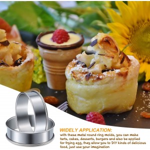 6 Pcs English Muffin Crumpet Rings 3.15 Inch Double Rolled Tart Ring Stainless Steel Nonstick Metal Round Mold for Home Food Making Tool
