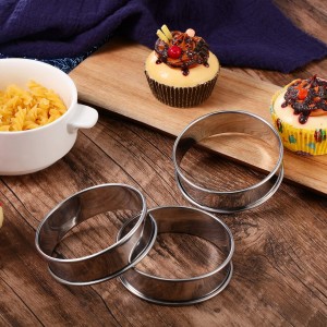 6 Pcs English Muffin Crumpet Rings 3.15 Inch Double Rolled Tart Ring Stainless Steel Nonstick Metal Round Mold for Home Food Making Tool