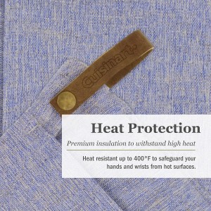 Cuisinart Chambray Pot Holders with Soft Insulated Pockets, 2pk - Heat Resistant Hot Pads, Trivets Protect Hands and Surfaces from Hot Kitchenware - Ideal Kitchen Set with Faux Leather Loop - Marine