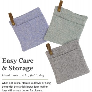Cuisinart Chambray Pot Holders with Soft Insulated Pockets, 2pk - Heat Resistant Hot Pads, Trivets Protect Hands and Surfaces from Hot Kitchenware - Ideal Kitchen Set with Faux Leather Loop - Marine