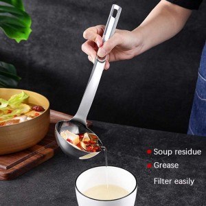 Stainless Steel Oil Separator Soup Ladle Gravy Food Fat Separator Skimmer Spoon Grease Strainer Separater Hot Pot Oil Filter Spoon For Home Kitchen And Cooking,Soup Colander 12 Inch