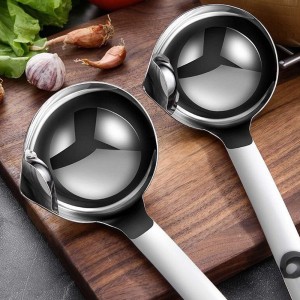 Stainless Steel Oil Separator Soup Ladle Gravy Food Fat Separator Skimmer Spoon Grease Strainer Separater Hot Pot Oil Filter Spoon For Home Kitchen And Cooking,Soup Colander 12 Inch