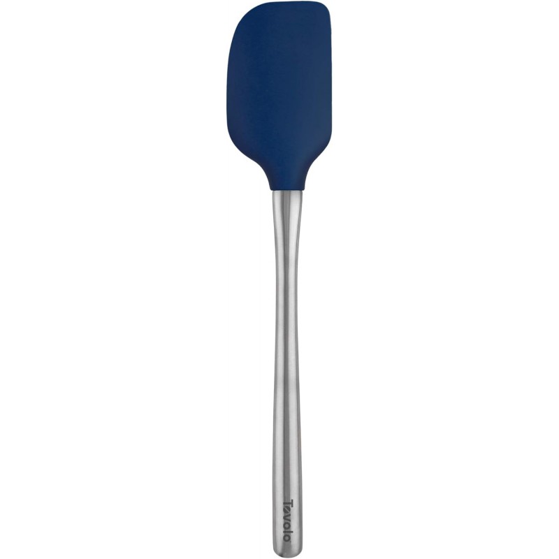 Tovolo Flex-Core Silicone Spatula Metal Handle for Scraping Bowls Mixing and Baking, Dishwasher Safe Heat Resistant Stainless Steel Silicone Spatula for Cast Iron and Nonstick Cookware, Deep Indigo