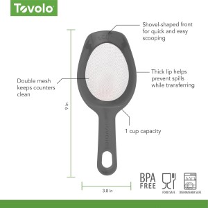 Tovolo Scoop & Sift Flour Sifter for Baking Dusting 1 Cup Fine 20 Mesh Sieve Flour Duster, Easy Scoop Dishwasher Safe Baking Powdered Sugar Flour Sifting Tool for Aerating Coating Dusting, Charcoal
