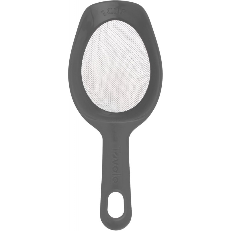 Tovolo Scoop & Sift Flour Sifter for Baking Dusting 1 Cup Fine 20 Mesh Sieve Flour Duster, Easy Scoop Dishwasher Safe Baking Powdered Sugar Flour Sifting Tool for Aerating Coating Dusting, Charcoal