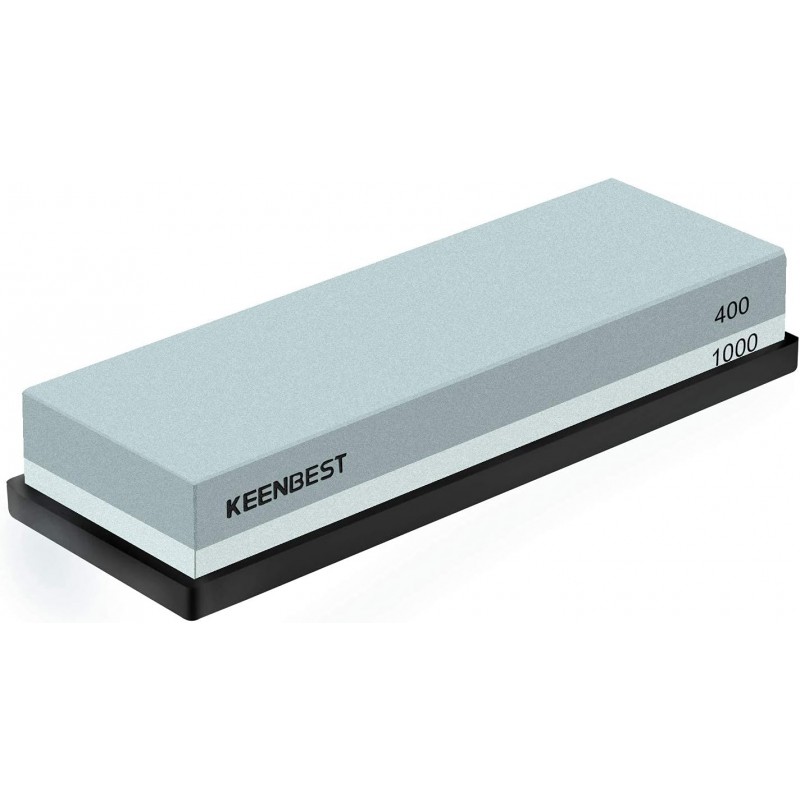 Actual Grit Premium Material Sharpening Stone 2 Side 400 1000 Whetstone Set Kitchen Knife Sharpener Stone Wet Stones for Sharping Knives Kit with Non-slip Rubber Base