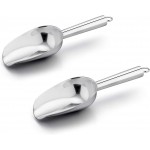 E-far 6 Ounce Ice Scoop Set of 2, Small Stainless Steel Scoops for Ice Cube/Candy/Flour/Sugar, Metal Utility Scoops for Canisters, Baking, Kitchen Pantry, Rust Free & Dishwasher Safe