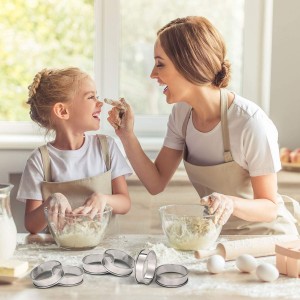 Boao 16 Pcs English Muffin Rings Nonstick Double Rolled Crumpet Rings Round Cookie Cutter Biscuit Cutters Double Rolled Tart Stainless Steel Round Muffin Tart Molds for Home Baking(3 Inch)