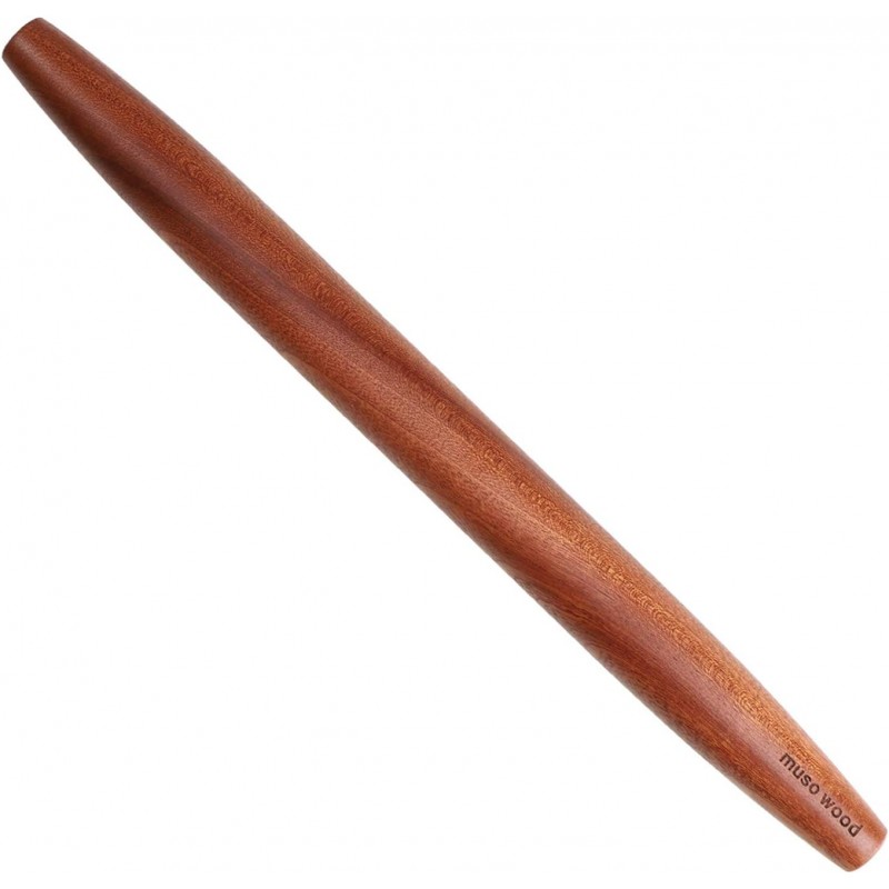 Muso Wood Sapele Wooden French Rolling Pin for Baking, Tapered Roller for Fondant, Pie Crust, Cookie, Pastry (French 15-3/4inch)
