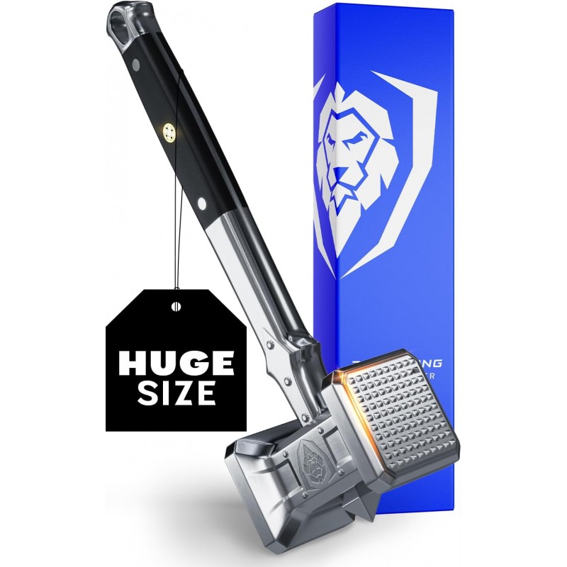 Dalstrong Meat Tenderizer Tool - NEW IMPROVED - Dual Sided, Extra-Large Meat Hammer - Premium High-Carbon Stainless Steel - Meat Mallet - Chef Pounder - Black G10 Handle