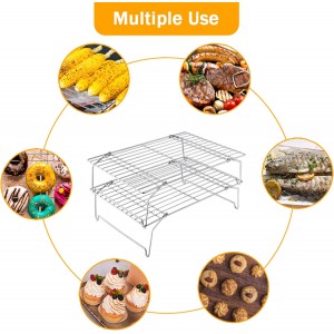 TeamFar Cooling Rack, 5-Tiers Stainless Steel Baking Cooling Wire Rack for Baking Roasting Cooking, Healthy & Firmly Weld, Stackable & Collapsible, Dishwasher Safe, 15”x10”
