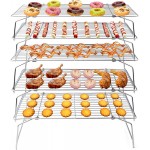 TeamFar Cooling Rack, 5-Tiers Stainless Steel Baking Cooling Wire Rack for Baking Roasting Cooking, Healthy & Firmly Weld, Stackable & Collapsible, Dishwasher Safe, 15”x10”