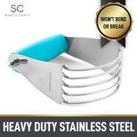 Simple Craft Pastry Cutter For Baking - Stainless Steel Pastry Blender Tool With Comfortable Grip Handle - Heavy Duty Dough Cutters & Dough Blender For Mixing Butter, Flour, and More (Blue)