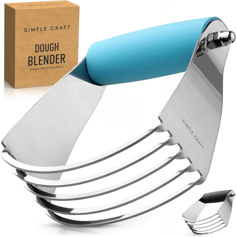 Simple Craft Pastry Cutter For Baking - Stainless Steel Pastry Blender Tool With Comfortable Grip Handle - Heavy Duty Dough Cutters & Dough Blender For Mixing Butter, Flour, and More (Blue)