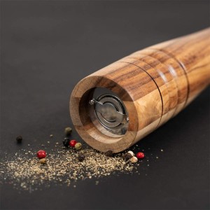 Pepper Mill, Pepper Grinder with Adjustable Stainless Steel Grinder, Acacia Wood, Height 30 cm / 12 inch