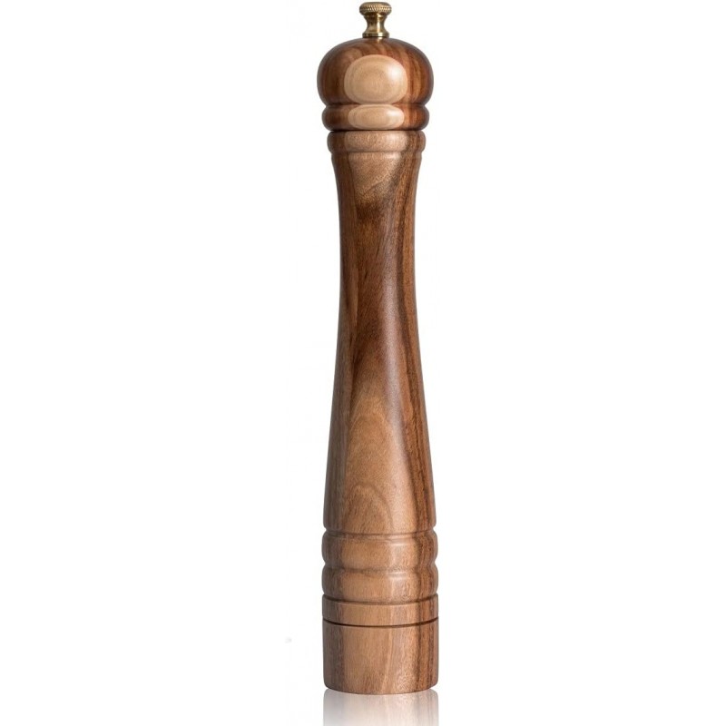 Pepper Mill, Pepper Grinder with Adjustable Stainless Steel Grinder, Acacia Wood, Height 30 cm / 12 inch