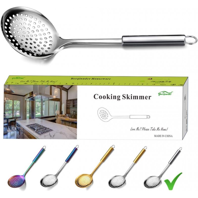 Berglander Skimmer, Stainless Steel Strainer, Cooking Skimmer, Slotted Spoons, For Cooking, Strainer Spoon, Metal Kitchen