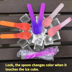 30 Pack Color Changing Ice Cream Spoons, 5.15 Inch Break-Resistant Plastic Spoons, Individually Wrapped - Eye-catching Color-Emergence Effect for Dessert Utensils, BPA Free